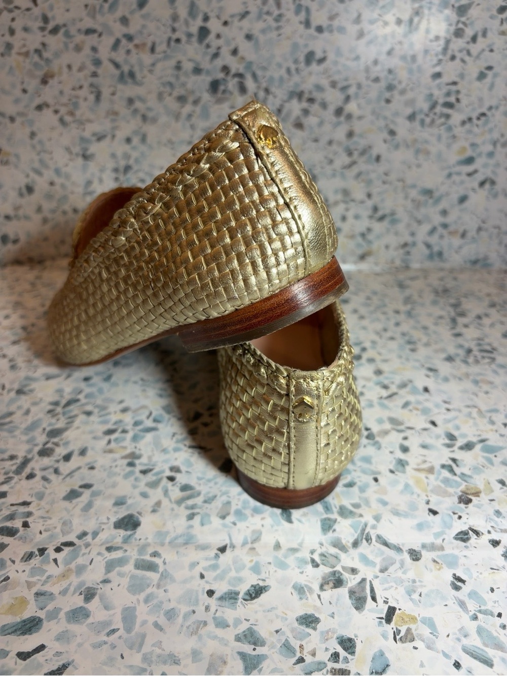 kate spade Gold Woven Leather Loafers - Metallic Gold - Picture 3 of 5